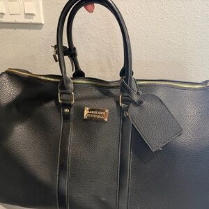 Black Weekender Travel Bag with Gold Hardware